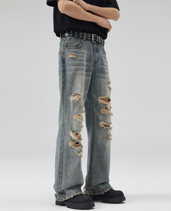 Japanese Brand American baggy retro ripped flared jeans Size US 32 / EU 48 - 3 Thumbnail