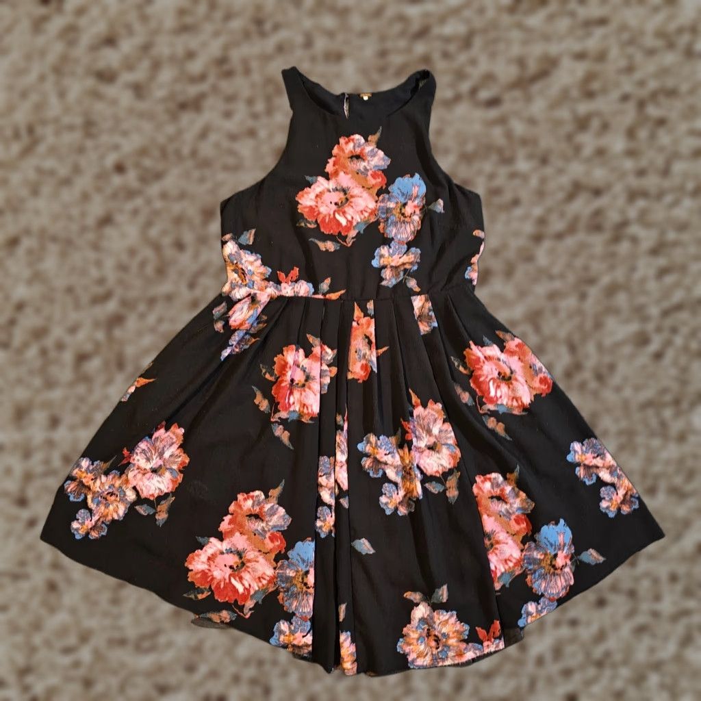 Free People Free People Dress Women Small Black Floral A-Line Sleeveless Cocktail Casual Size S / US 4 / IT 40 - 1 Thumbnail