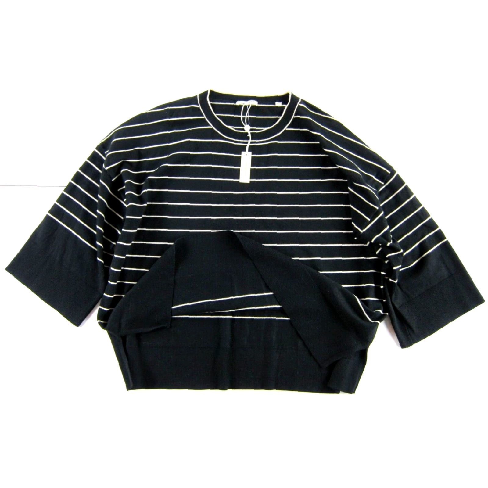 Vintage NWT Max Studio London Black Ivory Stripe Tight Knit 3/4 Flare Sleeve Sweater 2X Size XXL / US 16-18 / IT 52-54 - 5 Thumbnail