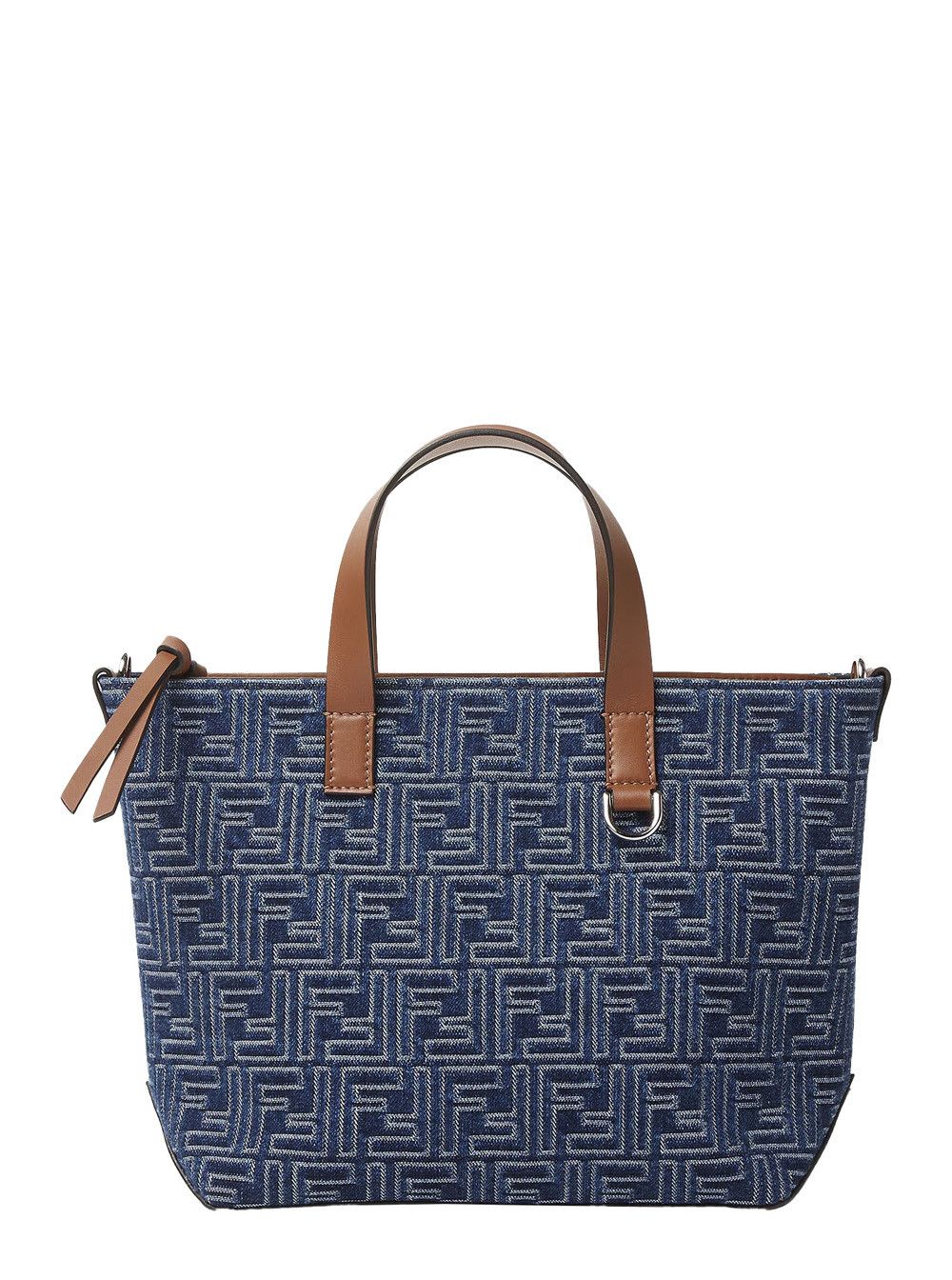 Fendi Blue Shopper With Top Handles And All-Over FF Motif In Cotton Man Size ONE SIZE - 1 Thumbnail