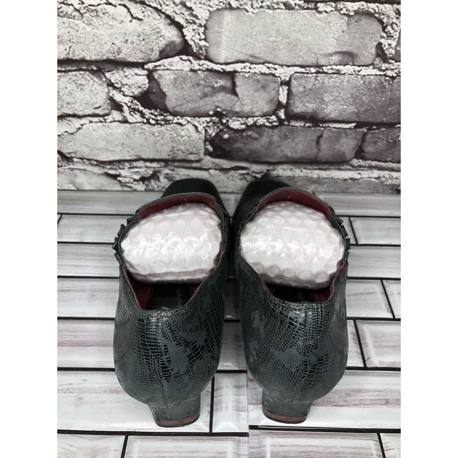 Other Oh! Healthy Heels Blue Gray Leather Croc Print Ankle Heel Bo Size US 8.5 / IT 38.5 - 5 Thumbnail