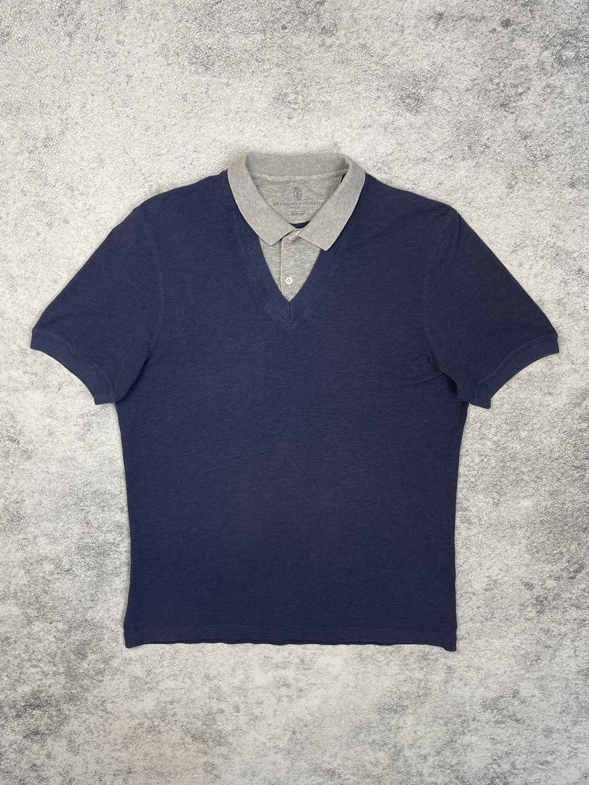 image of Brunello Cucinelli Polo Shirt Men Blue (Size Medium)