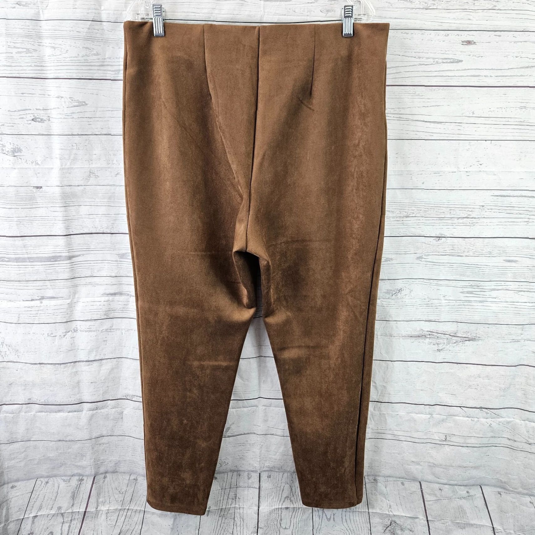 Loft LOFT Ann Taylor Womens Faux Suede Ankle Pants XL Brown Pull On High Rise Adult Regular Size XS? Wait Size 40" / US 18 - 3 Thumbnail