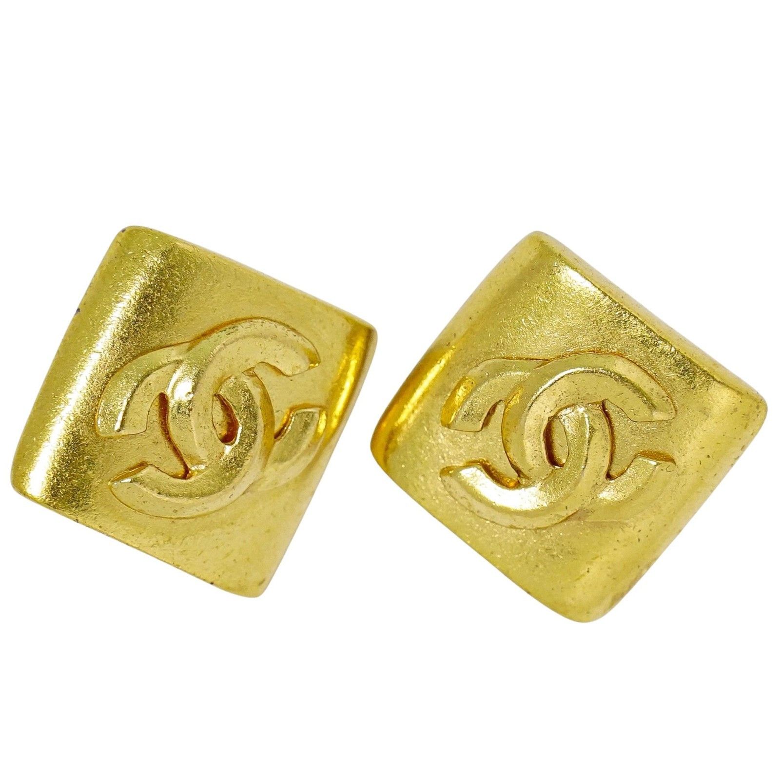 Chanel Chanel Vintage CC Square Clip-On Earrings Metal Size ONE SIZE - 1 Thumbnail
