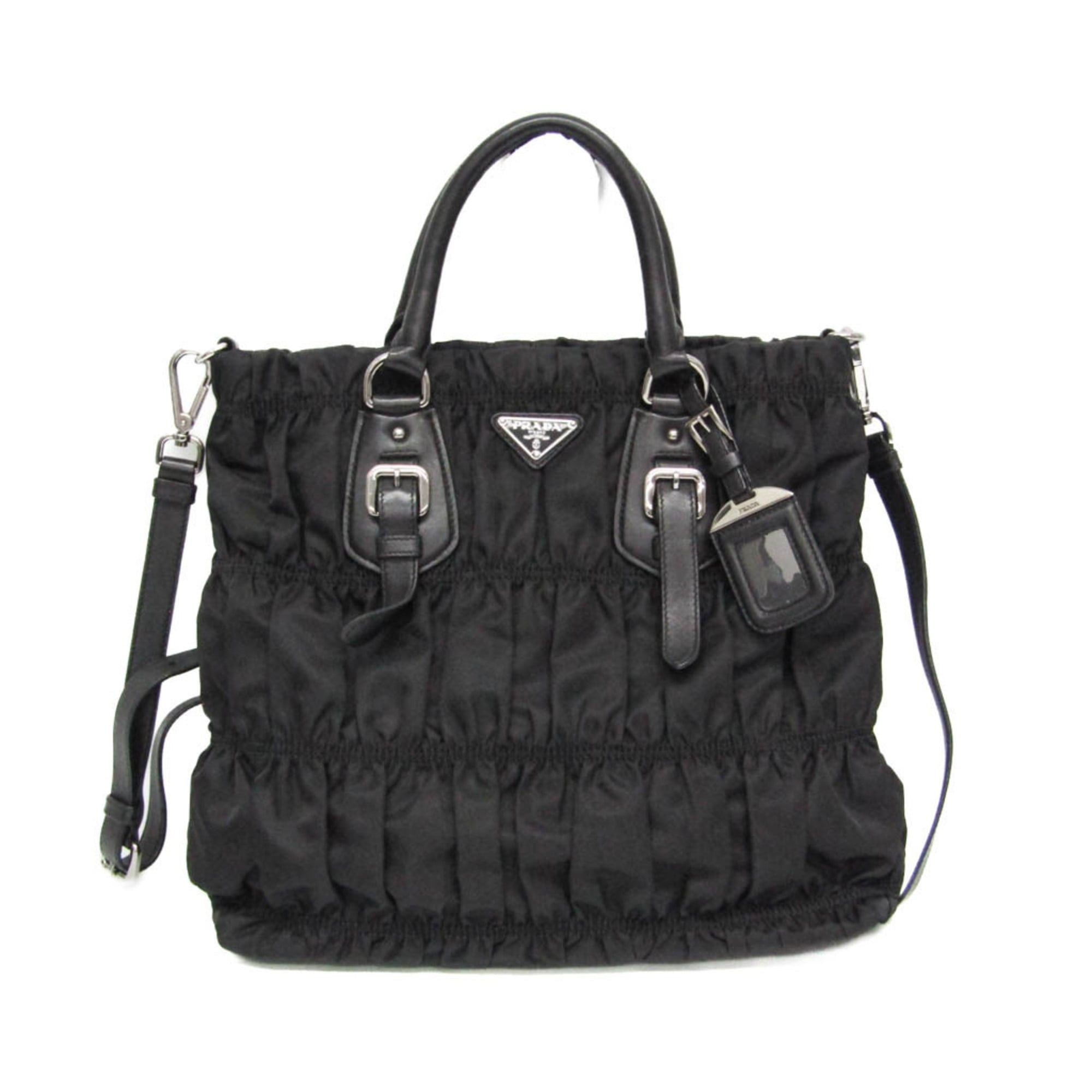 Prada Prada TESSUTO Gather Women's Nylon Handbag,Shoulder Bag Black Size ONE SIZE - 1 Thumbnail