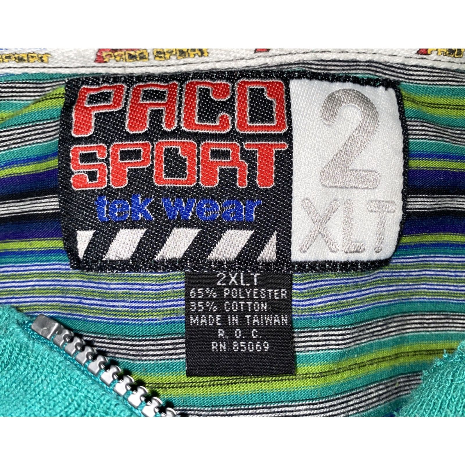 Vintage VTG PACO Sport Mens Green Striped 1/2 Zip Short Sleeve Shirt Size 2XLT Size US XXL / EU 58 / 5 - 6 Thumbnail