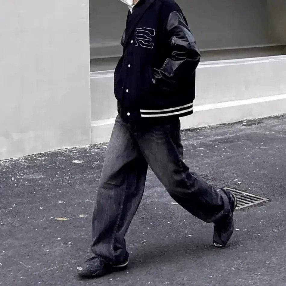 Japanese Brand Black Washed Damage Baggy jeans y2k 90’s retro style Size US 32 / EU 48 - 4 Thumbnail