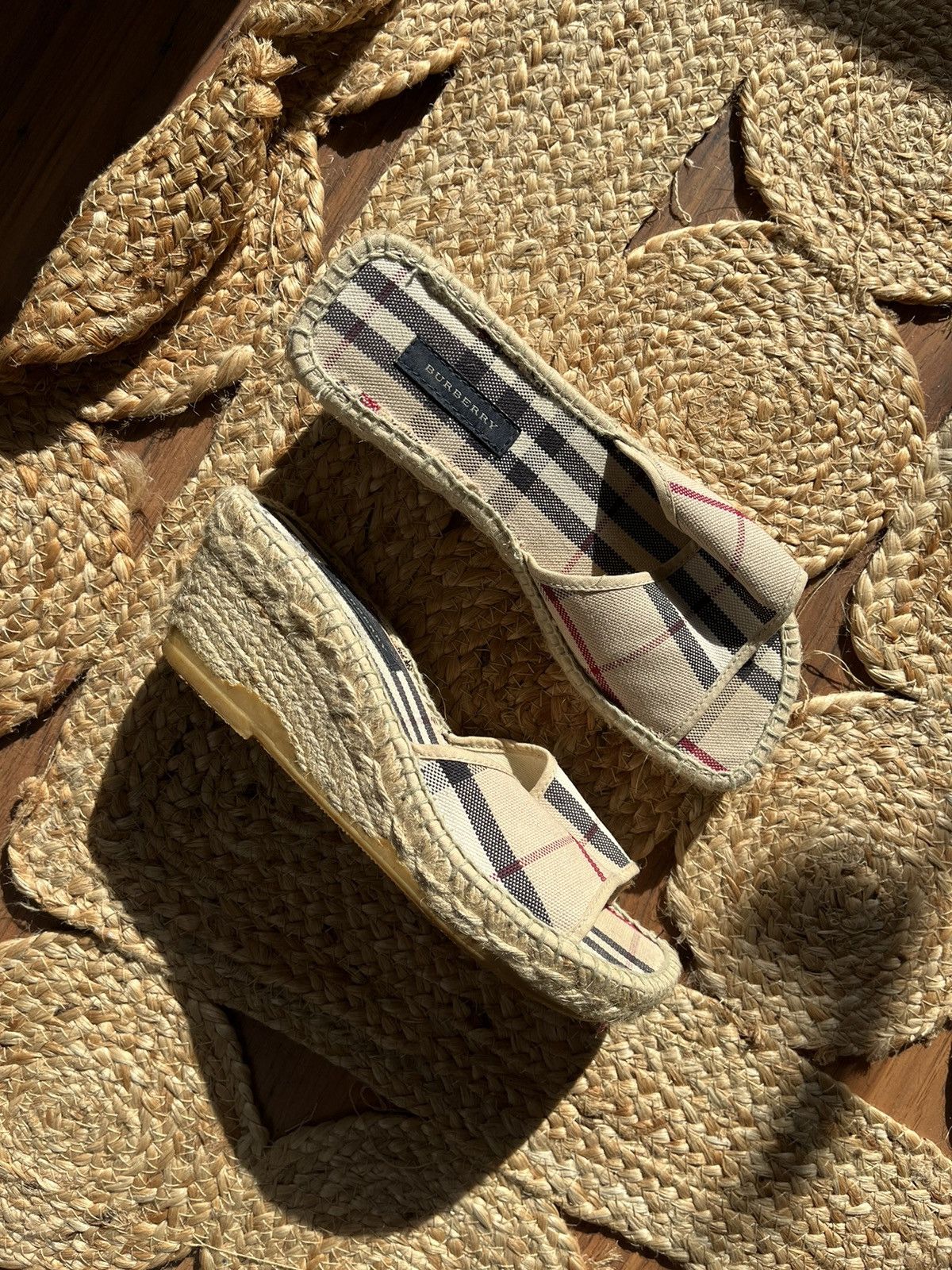 Burberry × Vintage Burberry 00s Nova Check sandals heels sandal monogram y2k Size US 6 / IT 36 - 1 Thumbnail