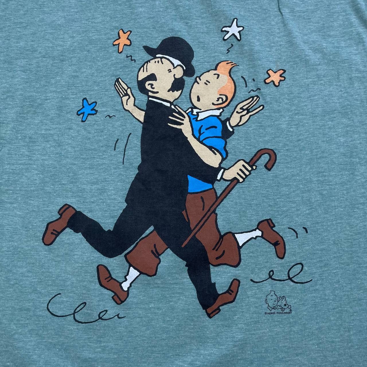 Cartoon Network Vintage 90s Tin Tin and Thompson Cartoon T Shirt Green M Size US M / EU 48-50 / 2 - 10 Thumbnail