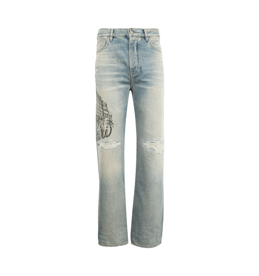 Amiri o1h1sh11225 Crystal Amiri Hotel Jean in Indigo/Blue Size US 36 / EU 52 - 1 Thumbnail