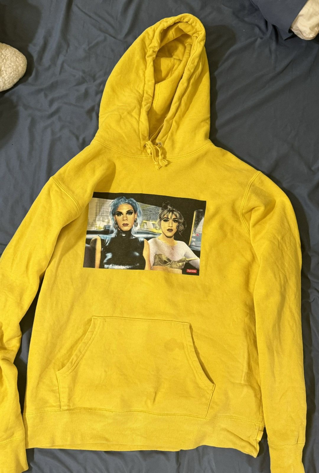 Supreme Nan Goldin Misty and Jimmy Paulette Hooded Sweatshirt Yellow