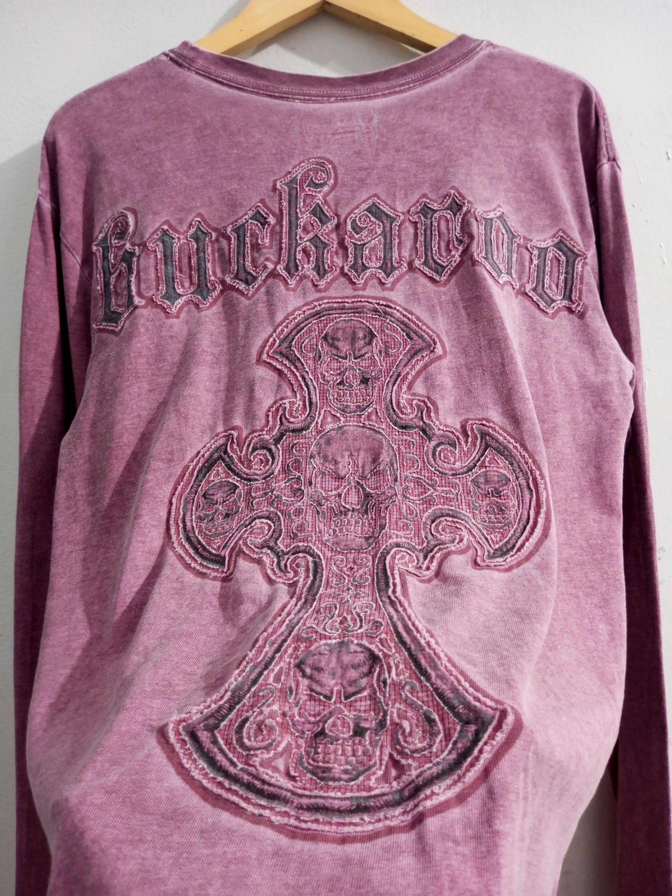 Japanese Brand Vintage Buckaroo skull cross distressed long sleeve tshirt Size US L / EU 52-54 / 3 - 6 Thumbnail