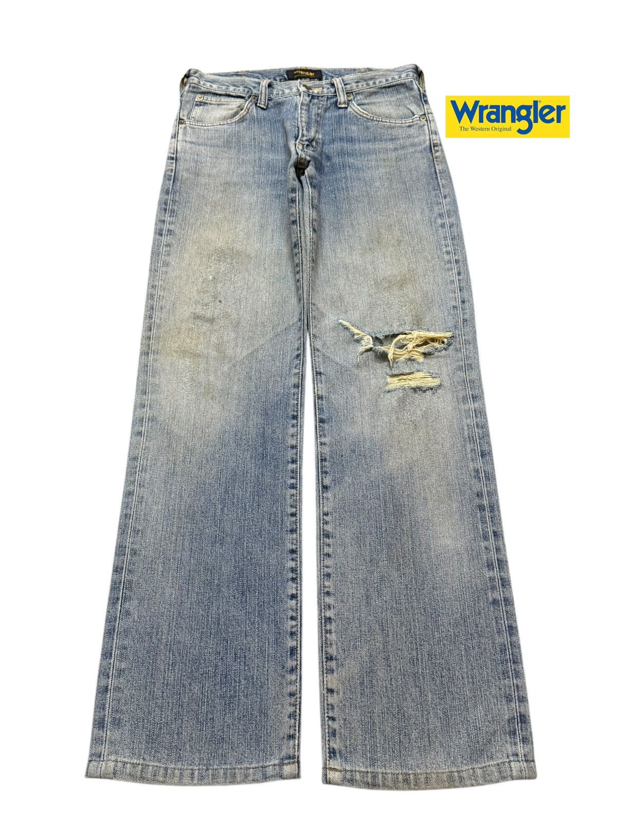 Vintage 90s Wrangler Blue Mud Wash Faded Distressed Straight