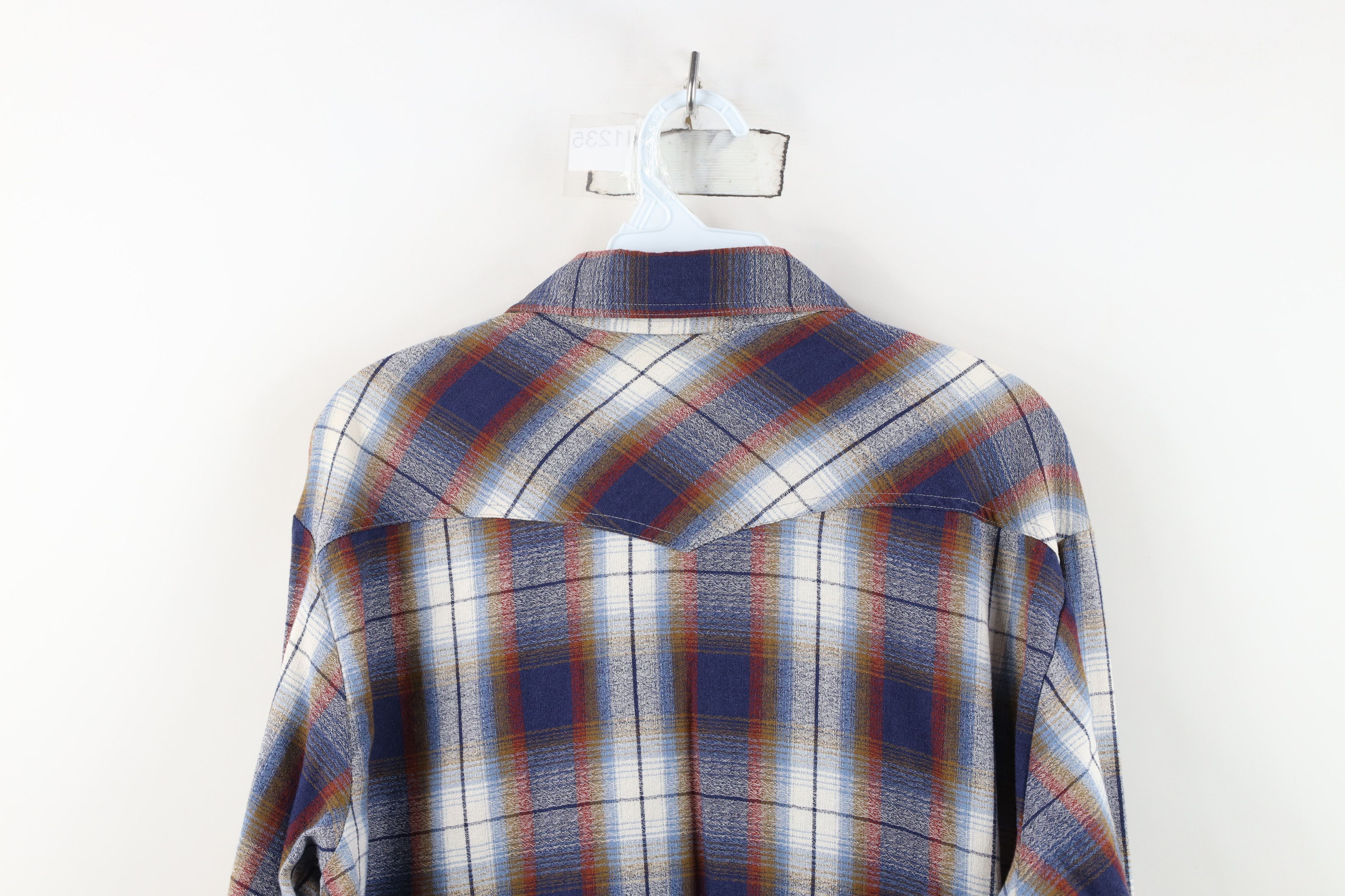 Vintage Vintage 70s Streetwear Plaid Knit Western Snap Button Shirt Size US L / EU 52-54 / 3 - 11 Thumbnail