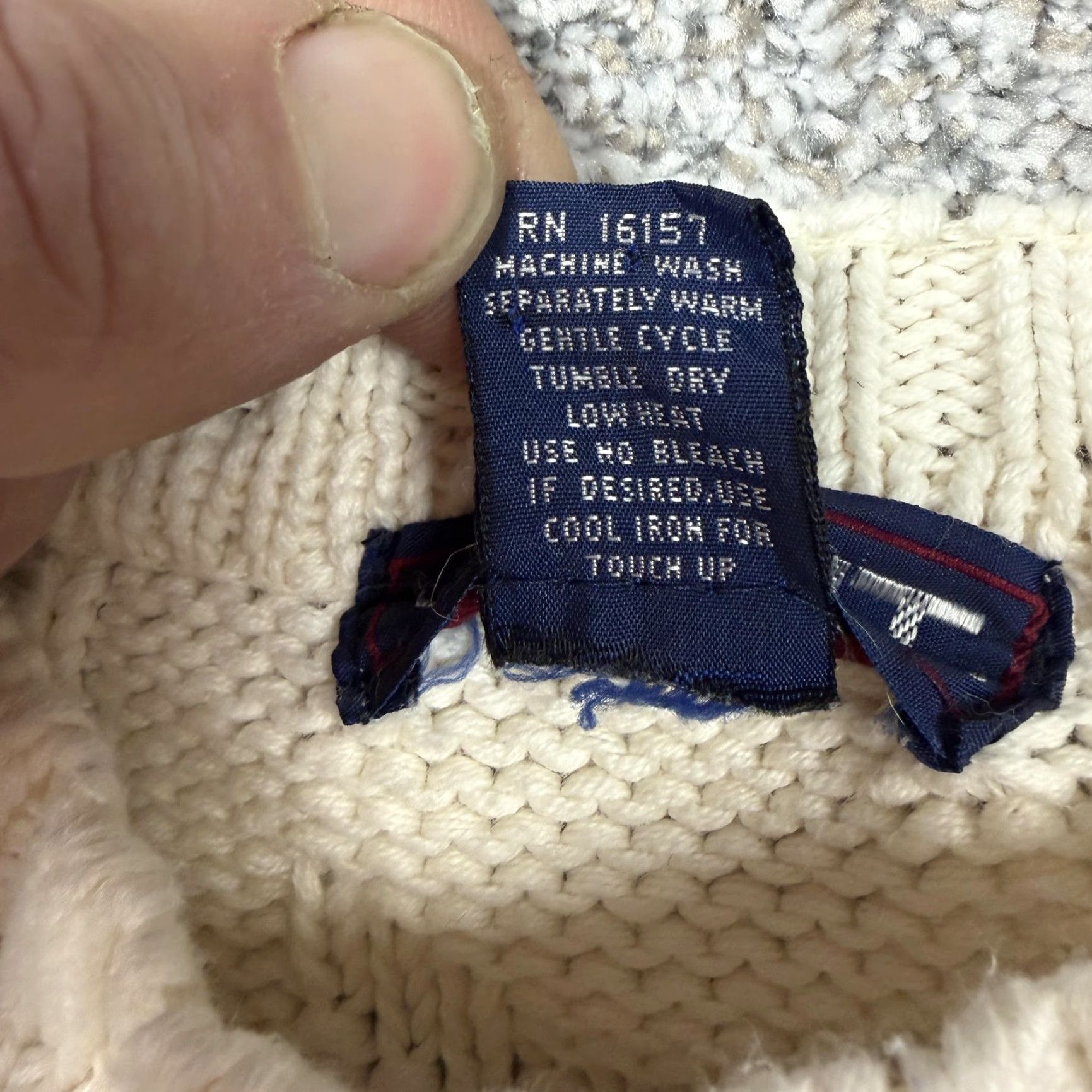 Gant VINTAGE GANT Sweater Mens L White Cable-Knit Fisherman Preppy 80s 90s Heavyweight Cotton Crew Neck Pullover Knit Size US L / EU 52-54 / 3 - 6 Thumbnail