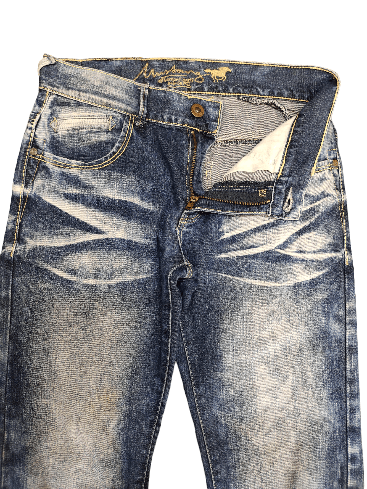GOSTAR DE FUGA Vintage Y2k Mustang Clawmark Faded Denim Pants Size US 31 - 9 Thumbnail