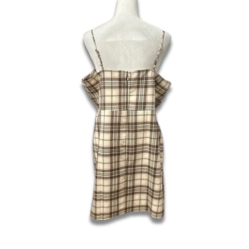 BP. BP A-Line Dress Plaid Pattern Above Knee Zip Ivory W 1X NWOT Size XL / US 12-14 / IT 48-50 - 4 Thumbnail