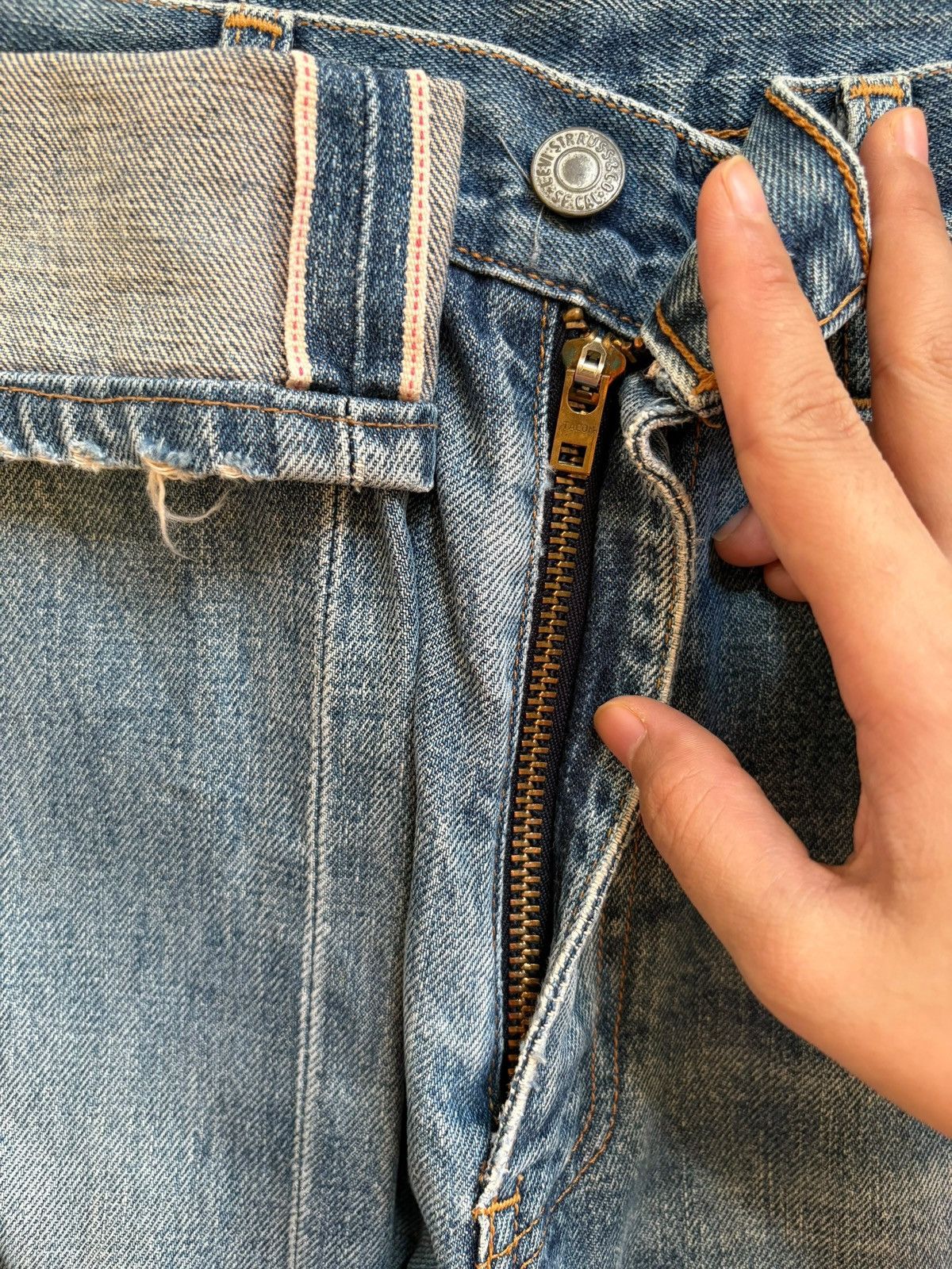 Levi's Vintage 80s Levis 502XX Big E Selvedge Mud Wash Loose Jeans Size US 29 - 4 Thumbnail