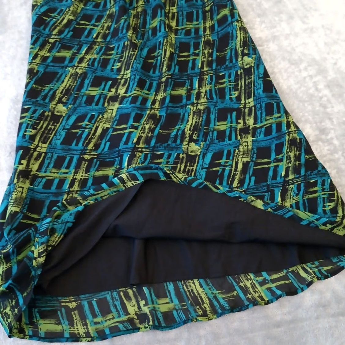Vintage Cato Skirt Womens Plus 14W Long Maxi Geometric Blue Green Lined Pull On XS? Size 36" / US 14 / IT 50 - 6 Thumbnail