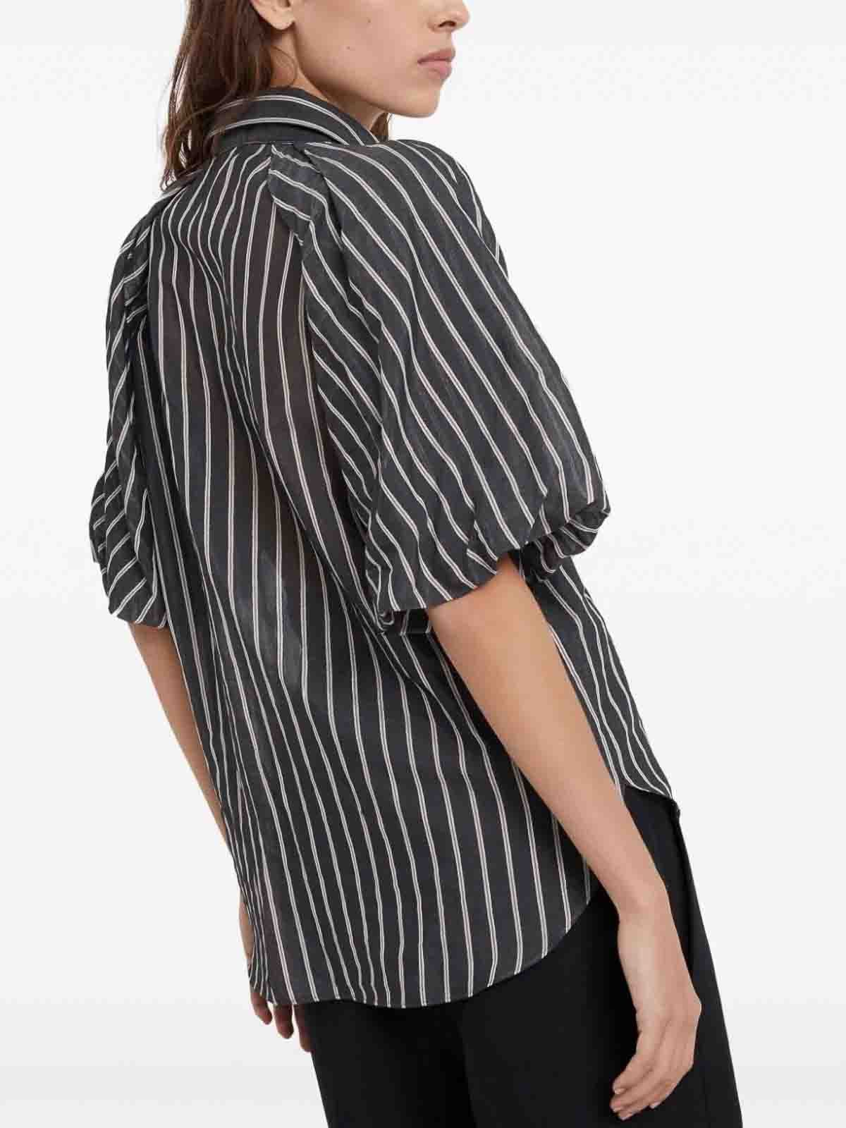 Brunello Cucinelli o1y0725 Short Sleeves Striped Shirt in Black/White Size S / US 4 / IT 40 - 3 Thumbnail