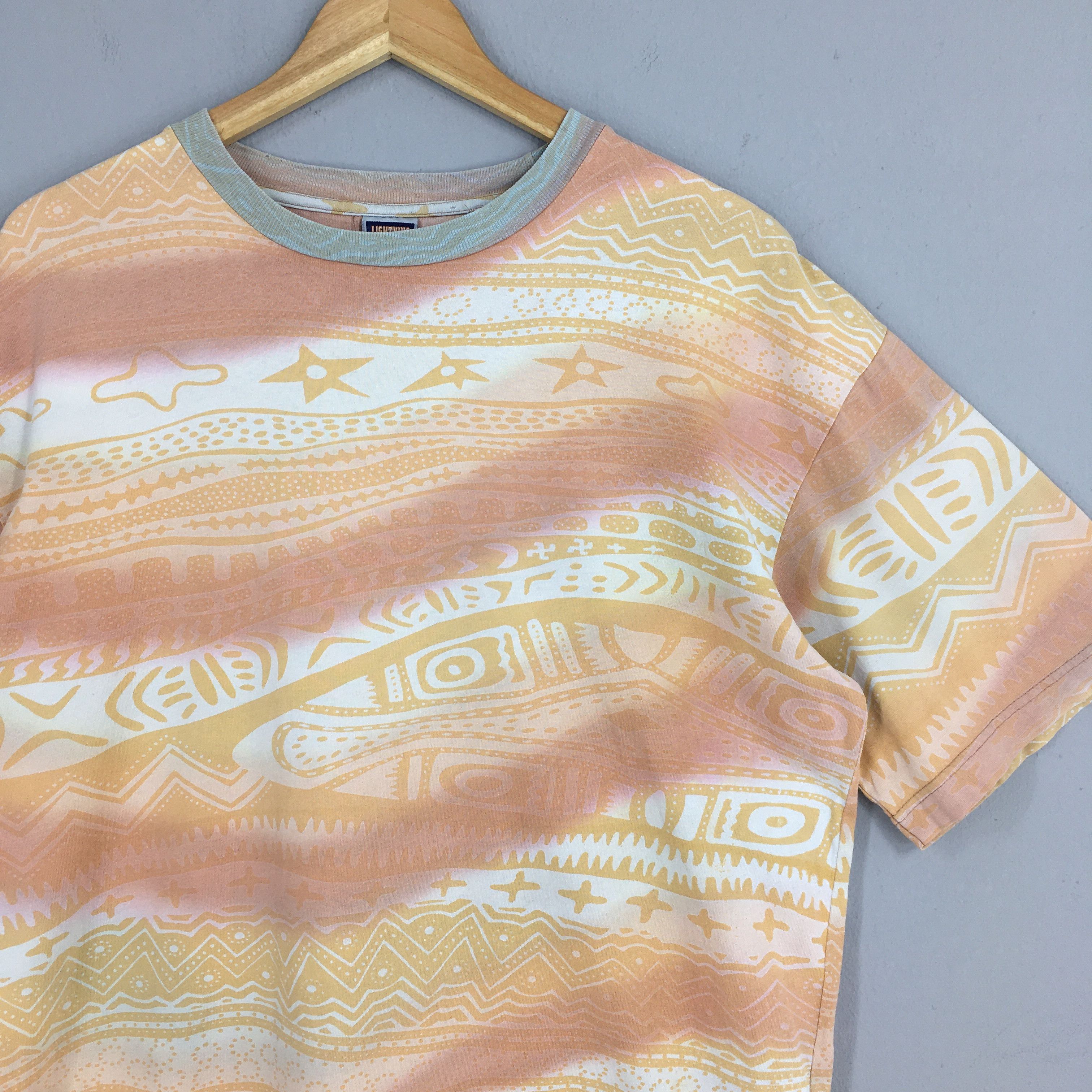 Lightning Bolt × Vintage Vintage 90's Lightning Bolt Surfing Striped Art Tshirt Large Size US L / EU 52-54 / 3 - 2 Thumbnail