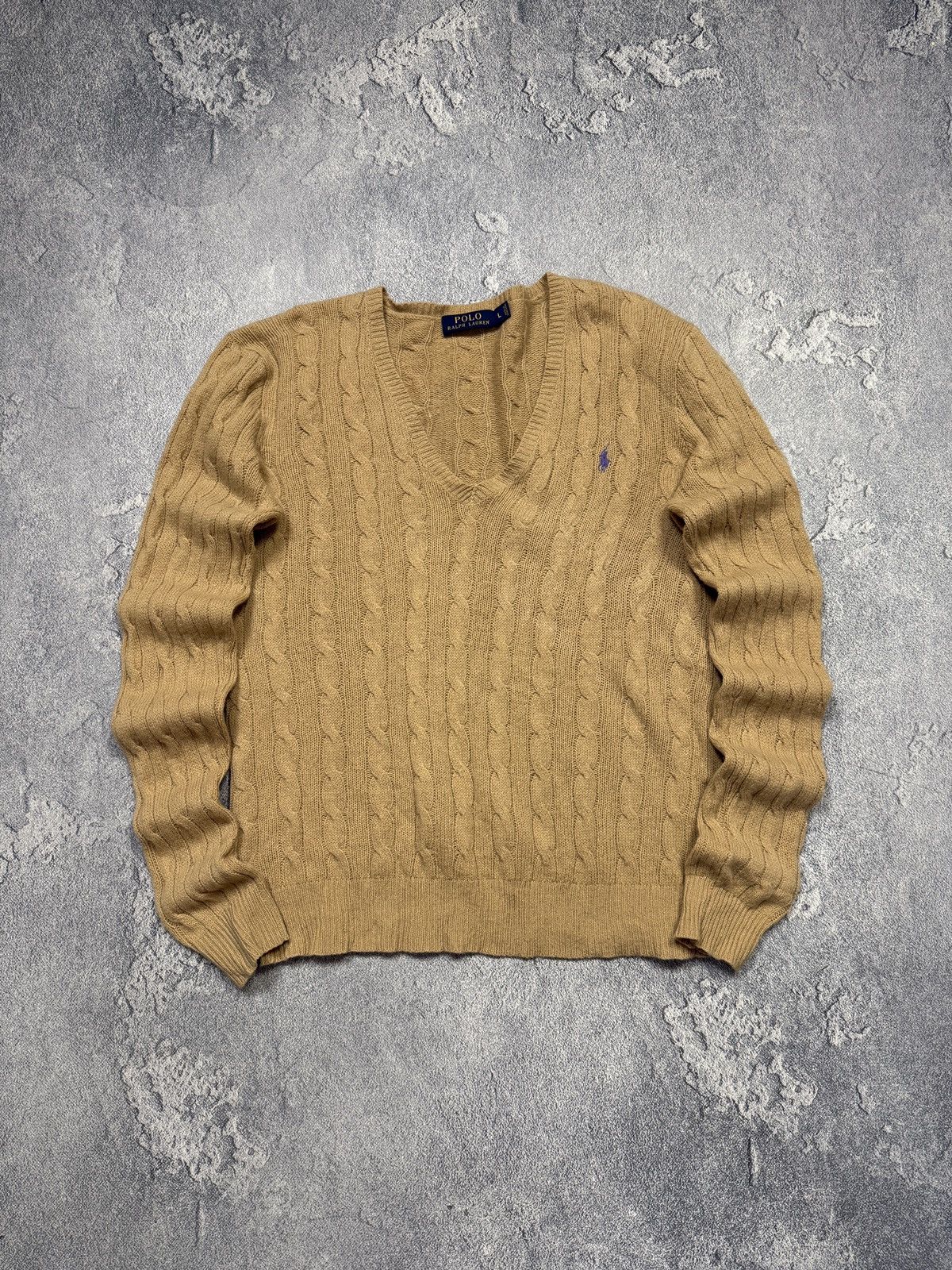 Polo Ralph Lauren Polo Ralph Lauren V-Neck Cable Knitwear Sweater Vintage Size US L / EU 52-54 / 3 - 10 Thumbnail
