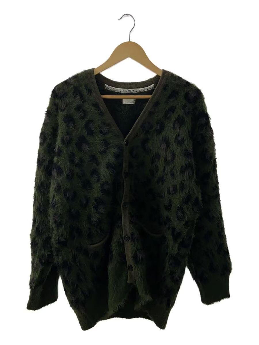 image of Number N Ine Leopard Fluffy Knit Cardigan in Green, Men's (Size Large)