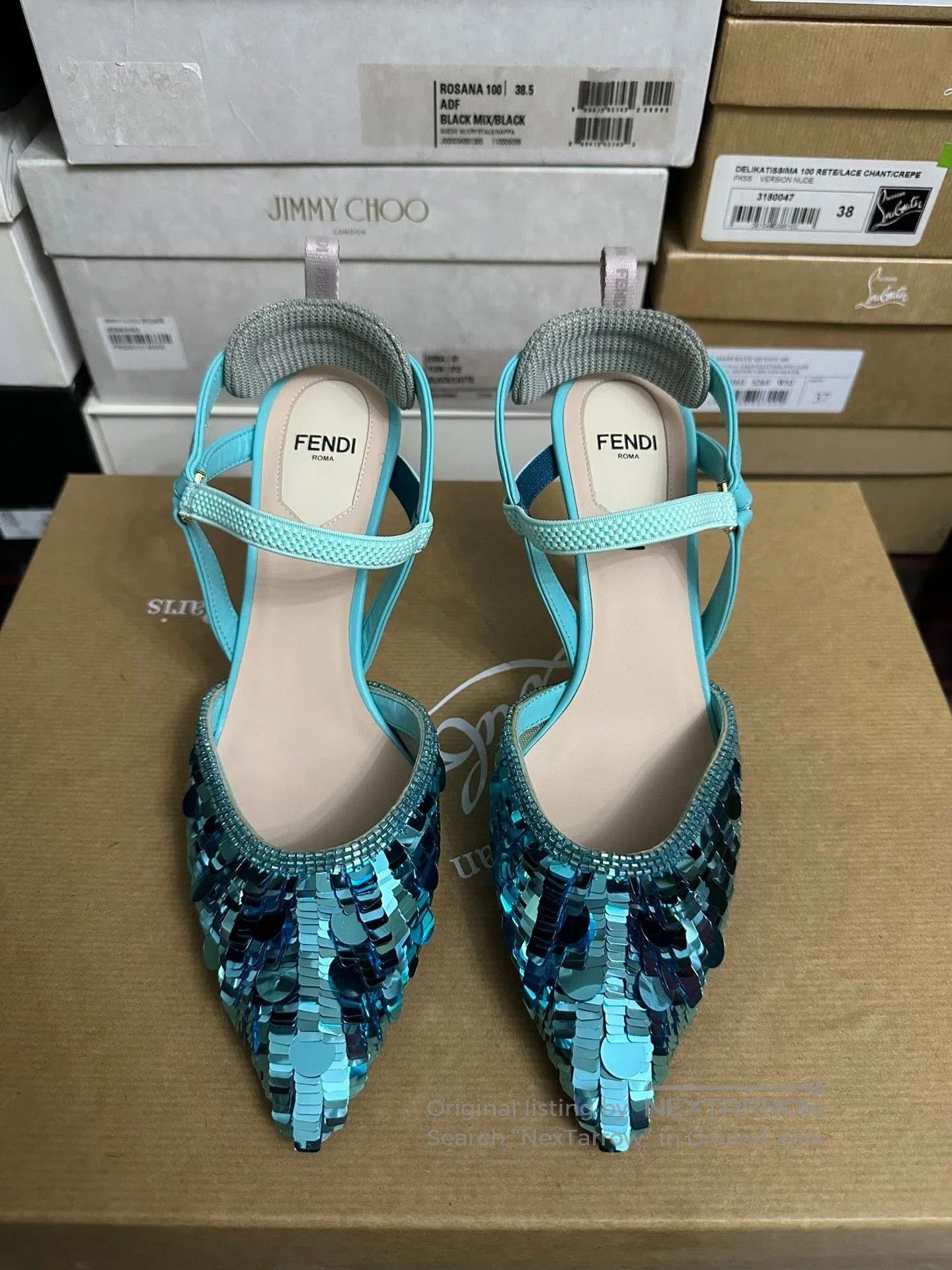 Fendi Fendi Blue Sequin High Heels. Size US 5 / IT 35 - 1 Thumbnail