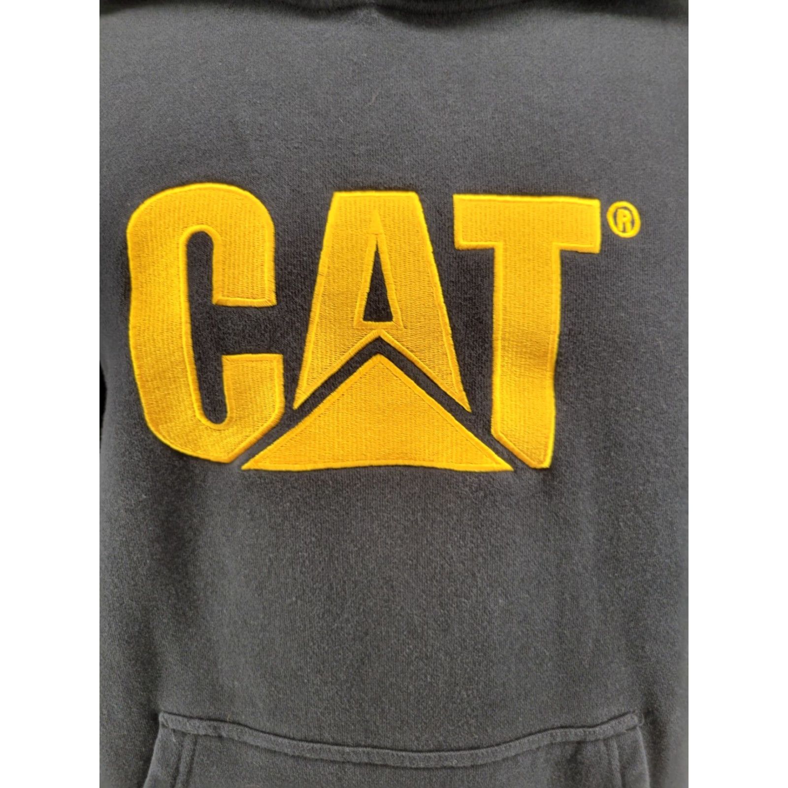 Vintage CAT Hoodie Adult Large Heavy Embroidered Sweatshirt Pullover Mens Black Cotton Polyester Size US L / EU 52-54 / 3 - 2 Thumbnail