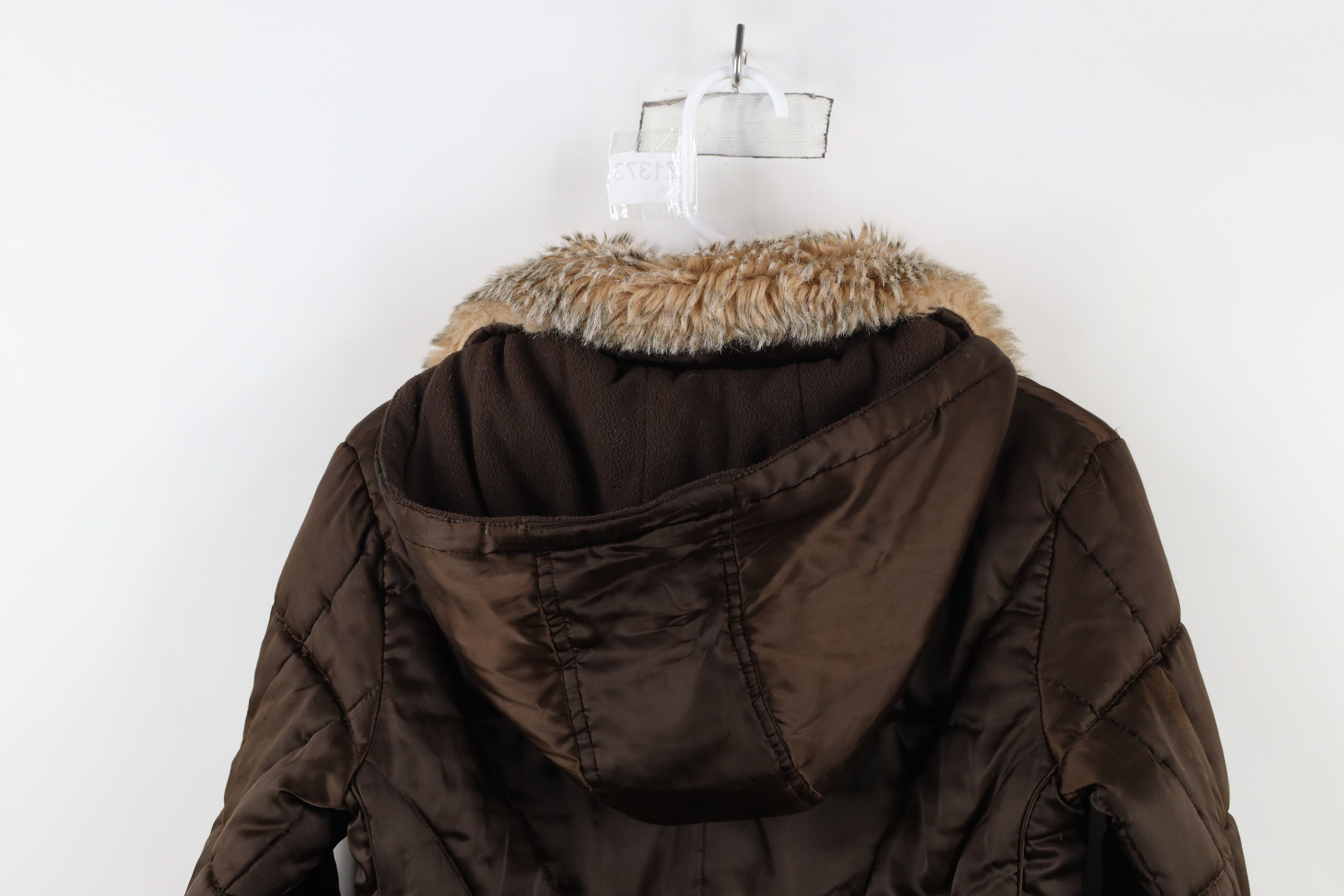 Vintage Vintage 90s Y2K Babydoll Faux Fur Trim Puffer Jacket Brown Size M / US 6-8 / IT 42-44 - 15 Thumbnail