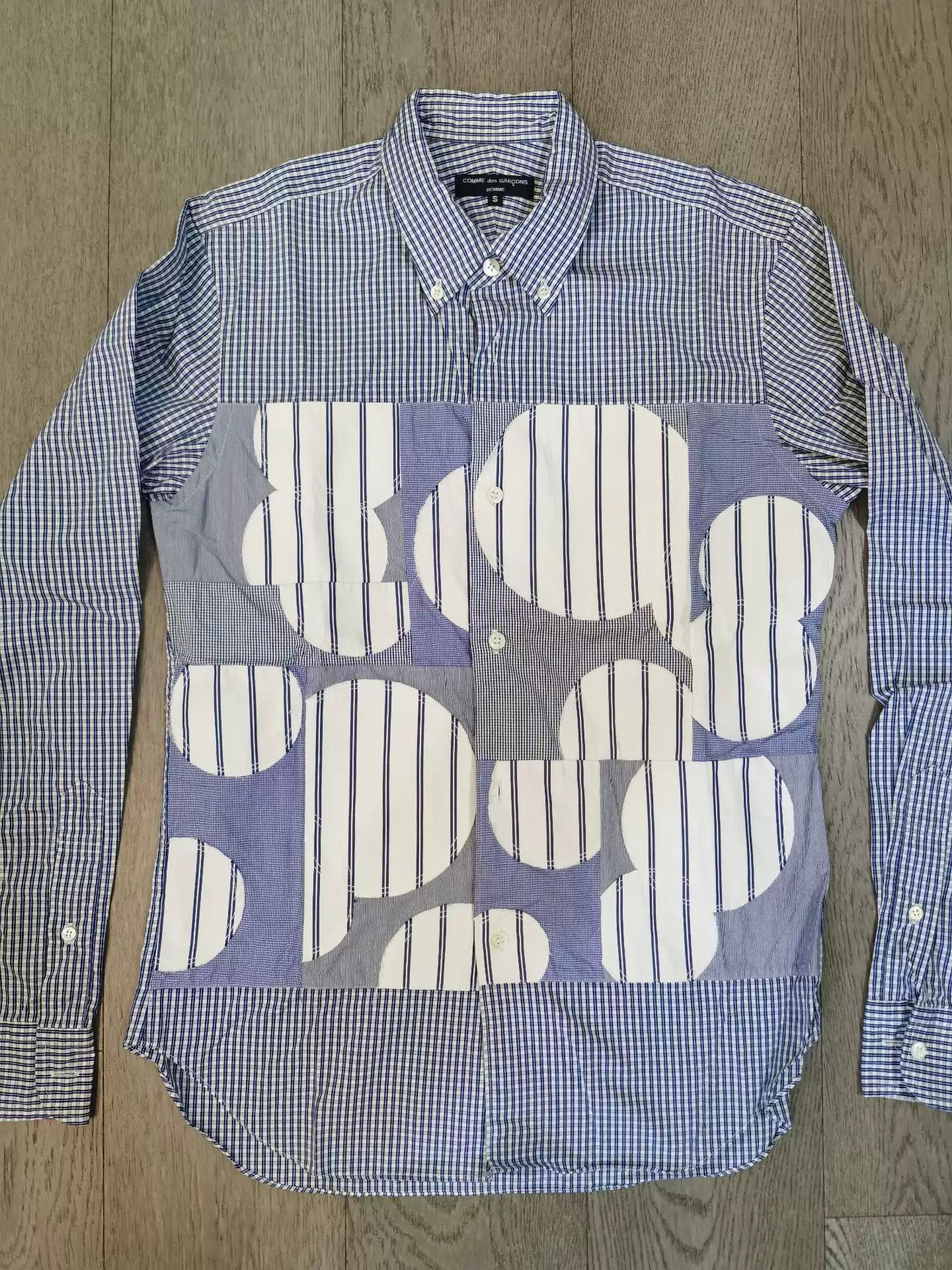 Comme des Garcons Homme Plus Comme des garcons HOMME striped printed shirt with hundreds of cloth circles. Size US S / EU 44-46 / 1 - 1 Thumbnail