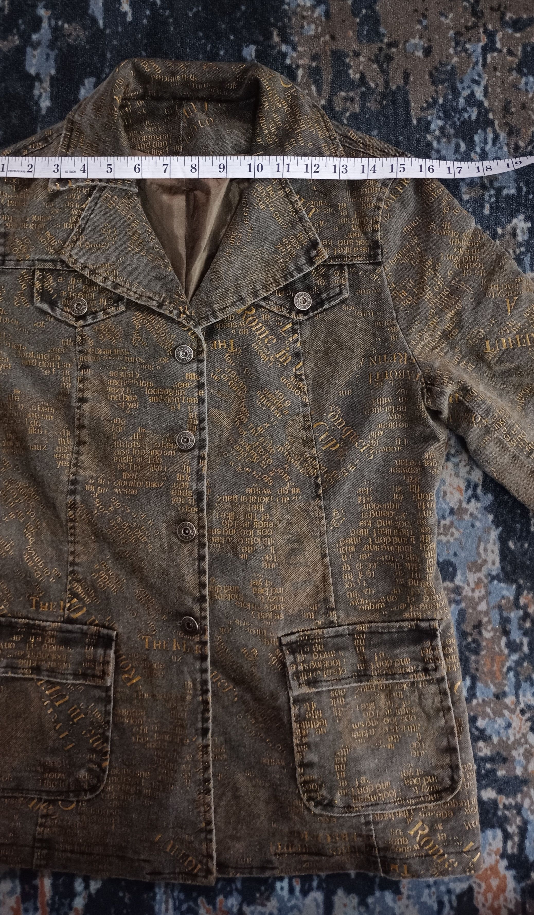 If Six Was Nine Vintage Ignition Various Word Double Breast Denim Jacket Size S / US 4 / IT 40 - 14 Thumbnail
