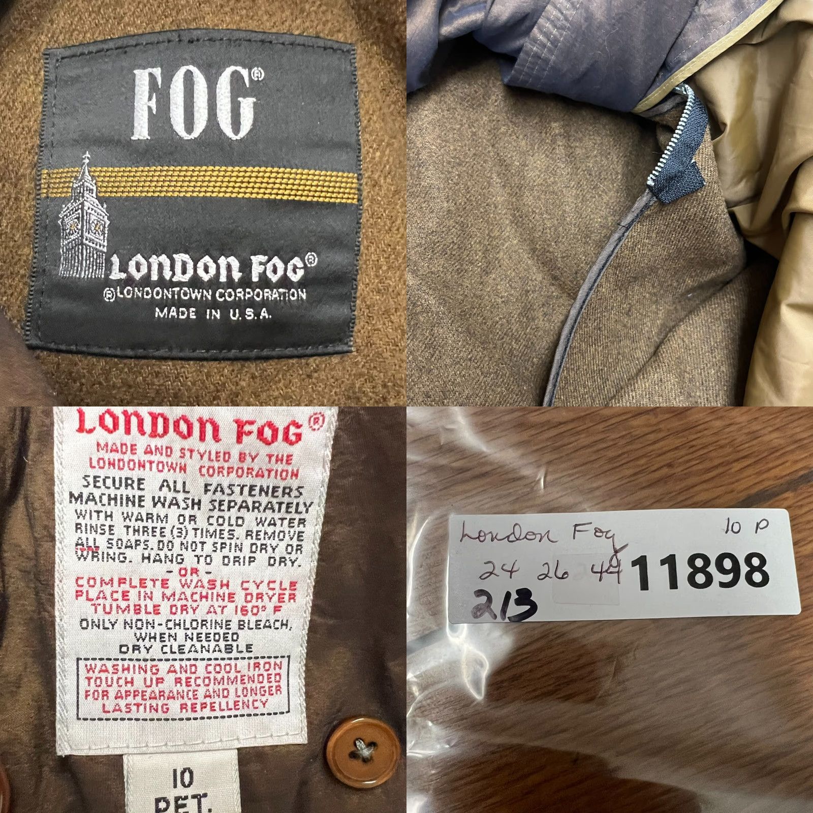 London Fog VINTAGE London Fog Overcoat Women 10P Brown Wool Lined Long Sleeve Button Solid Jacket Coat Mens? Girls? Size L / US 10 / IT 46 - 8 Thumbnail