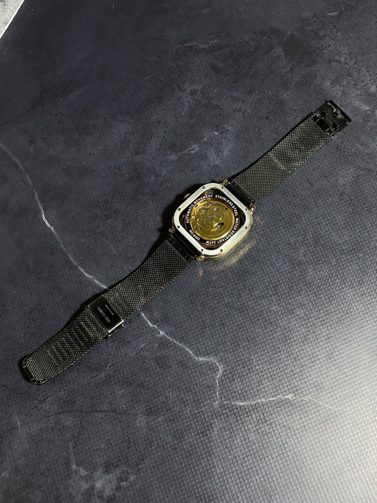 Vintage Skeleton Automatic Gold Square Watch Vintage Style Size ONE SIZE - 9 Thumbnail