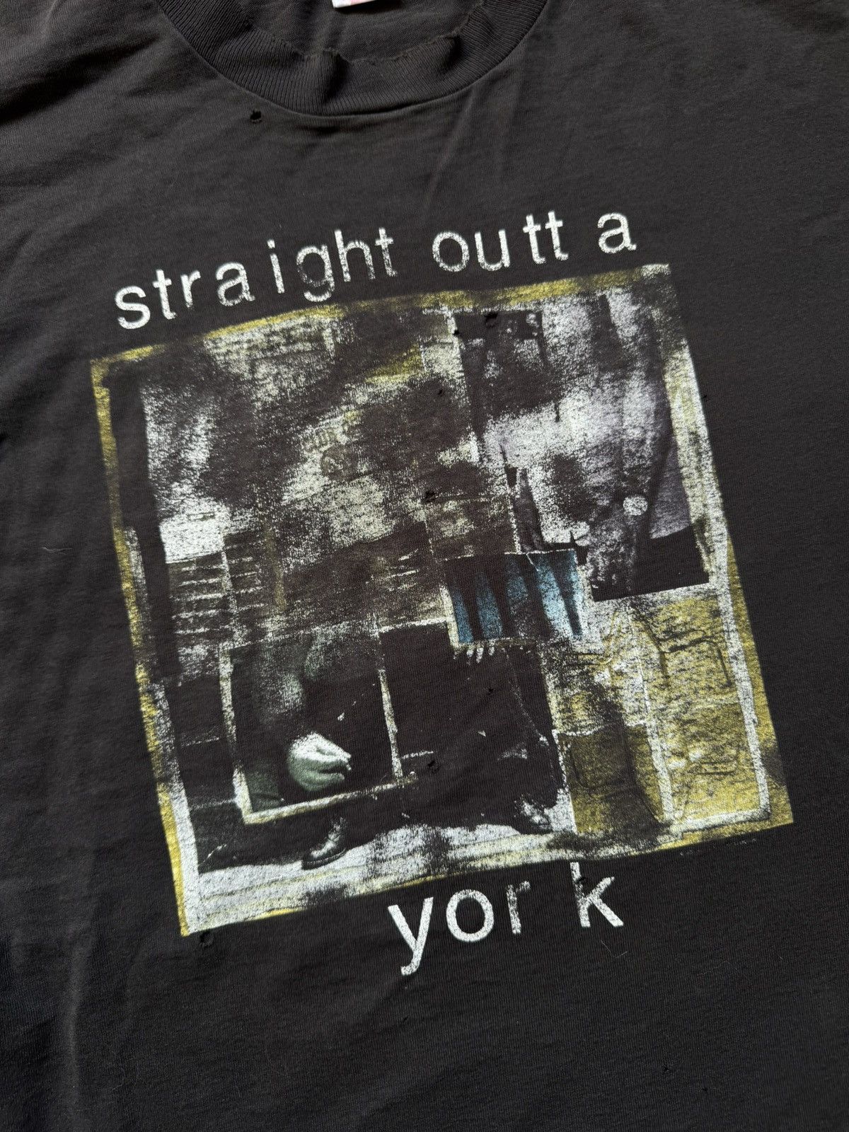 Vintage Thrashed Live Straight Outta York Long Sleeve Size US XL / EU 56 / 4 - 3 Thumbnail