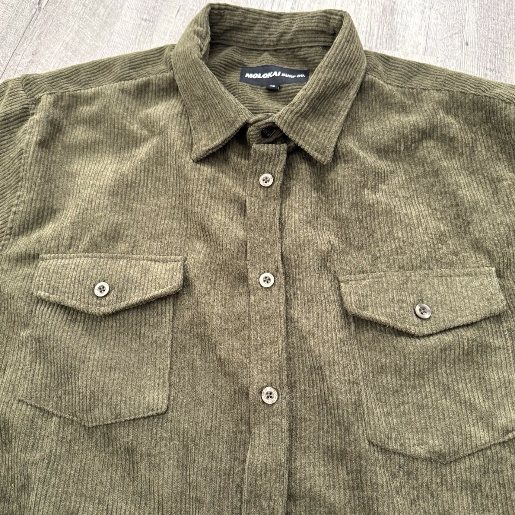 Layer 8 Molokai Surf Co. Corduroy Shirt XL Green Long Sleeve Button-Up Casual Men’s Pocketed Corduroy Shirt Size US XL / EU 56 / 4 - 3 Thumbnail
