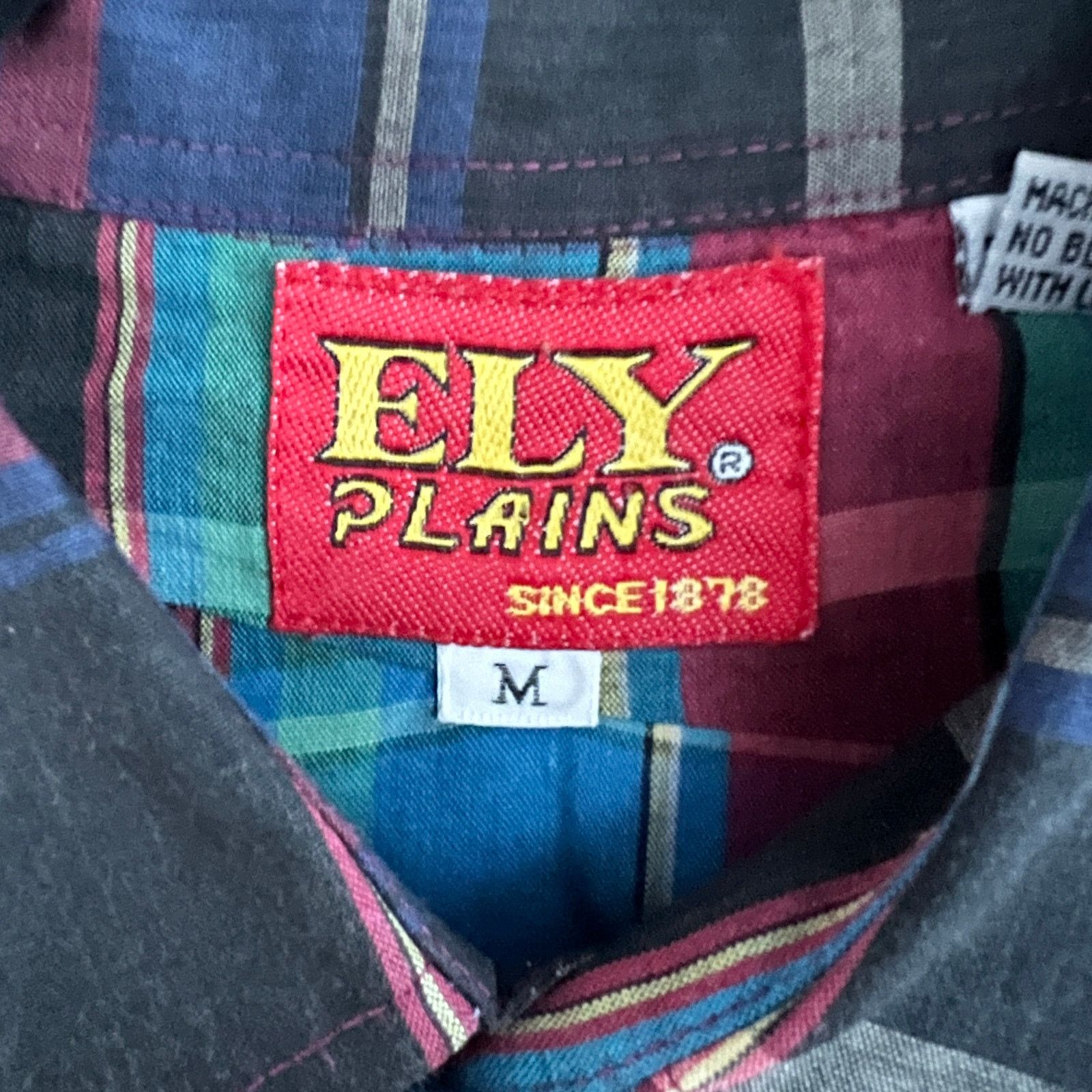 Vintage VTG ELY Plains Men's SS Black Plaid Pearl Snap Shirt M 21x30 Size US M / EU 48-50 / 2 - 3 Thumbnail