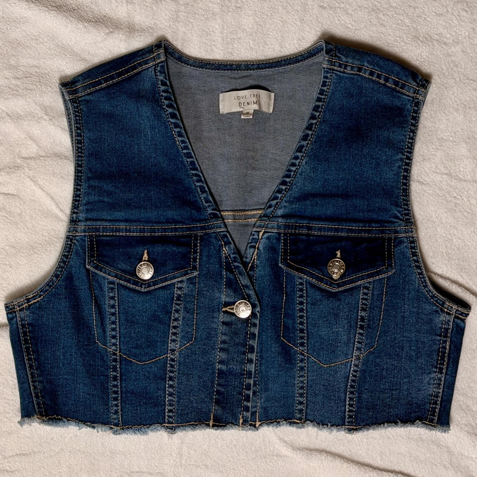 Other Love Tree Denim Cropped Vest Size M / US 6-8 / IT 42-44 - 1 Thumbnail