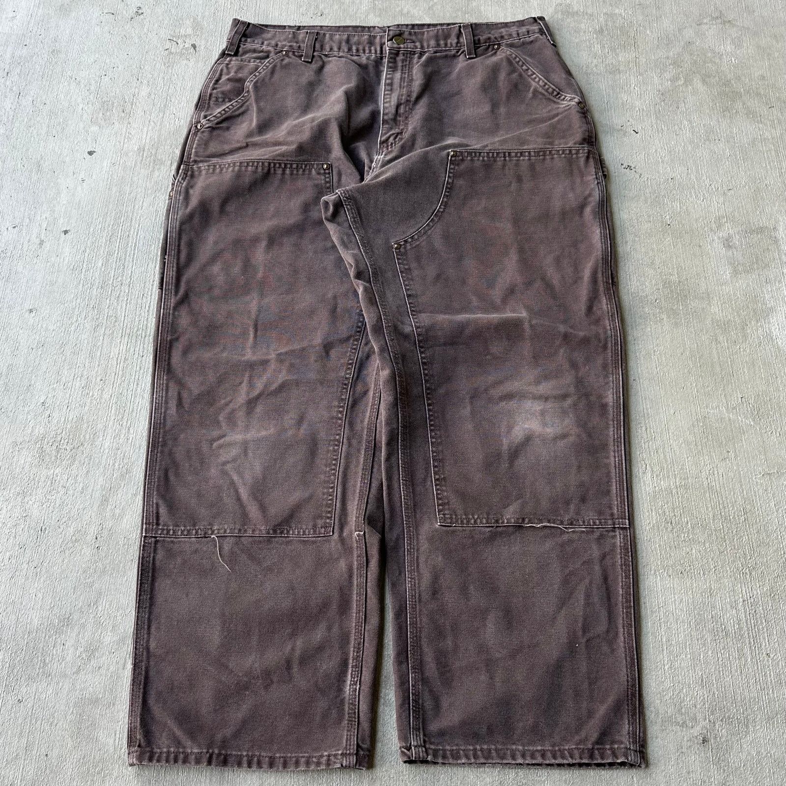 Vintage Y2K Carhartt DKB brown FADED double knee work pants