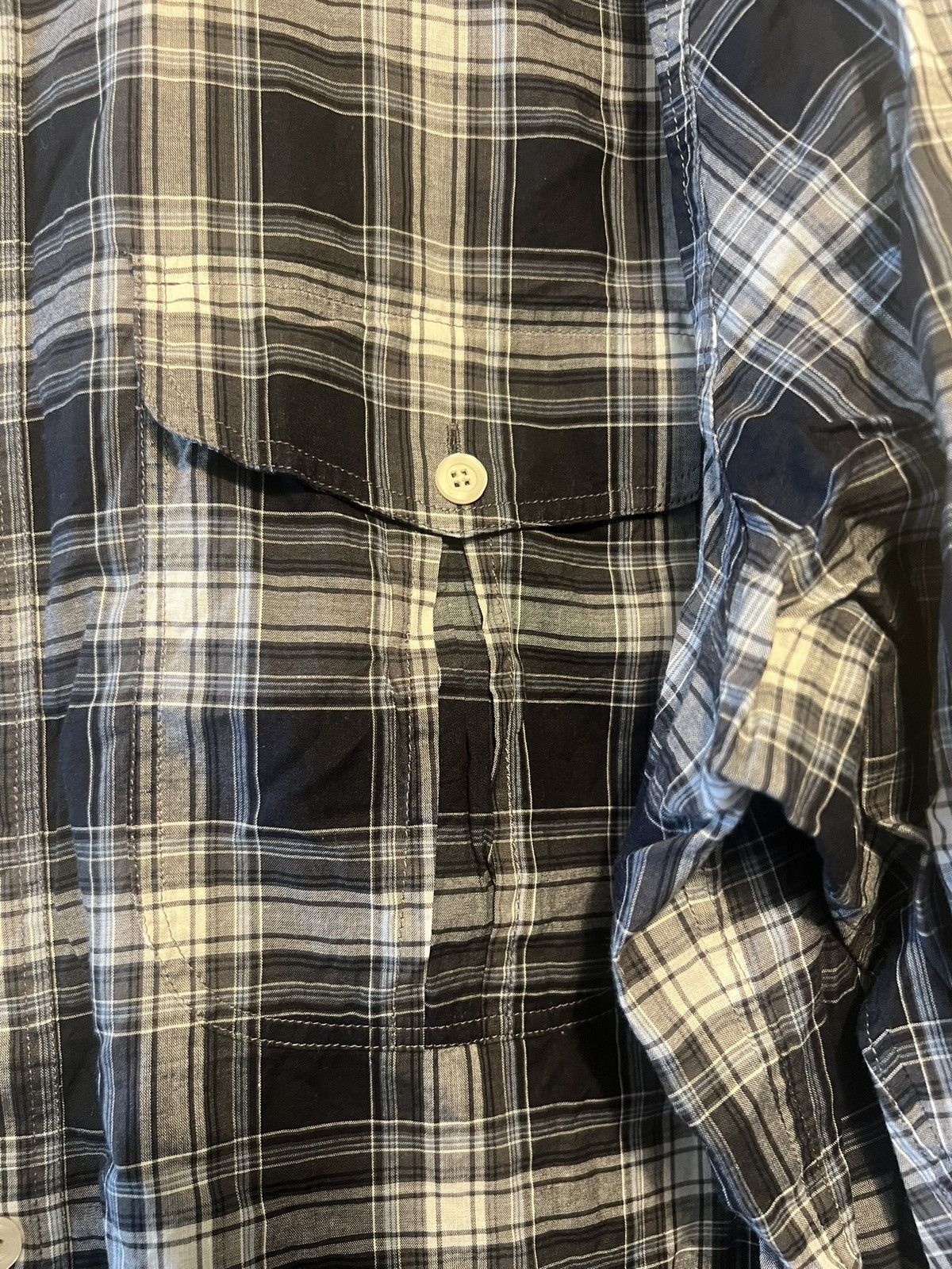 Theory Authentic Theory cotton button up shirt plaid XL black blue Size US XL / EU 56 / 4 - 2 Thumbnail