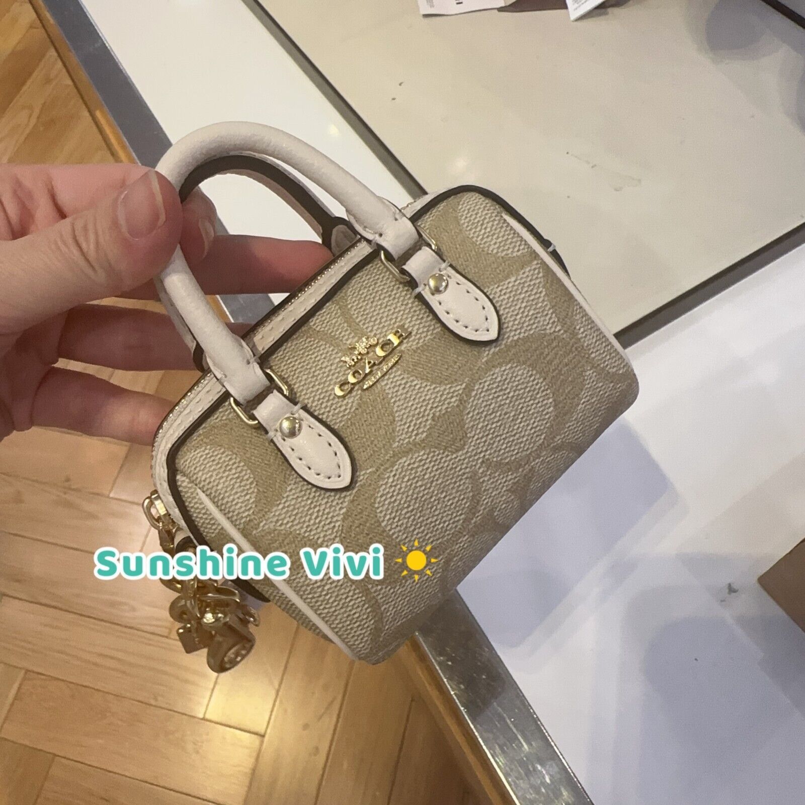 Coach NWT Coach Mini Rowan Bag Charm Signature Canvas CU278 Size ONE SIZE - 4 Thumbnail