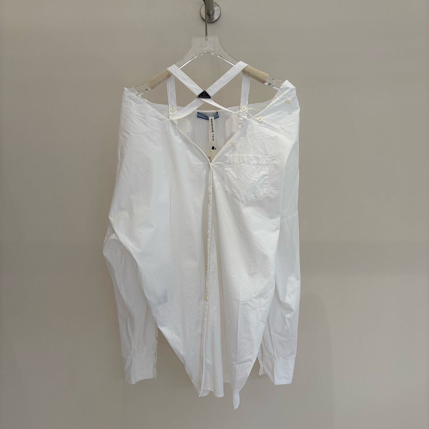Prada Prada White Long Sleeve Collarless Button Up Shirt Size 38 Size XS / US 0-2 / IT 36-38 - 1 Thumbnail
