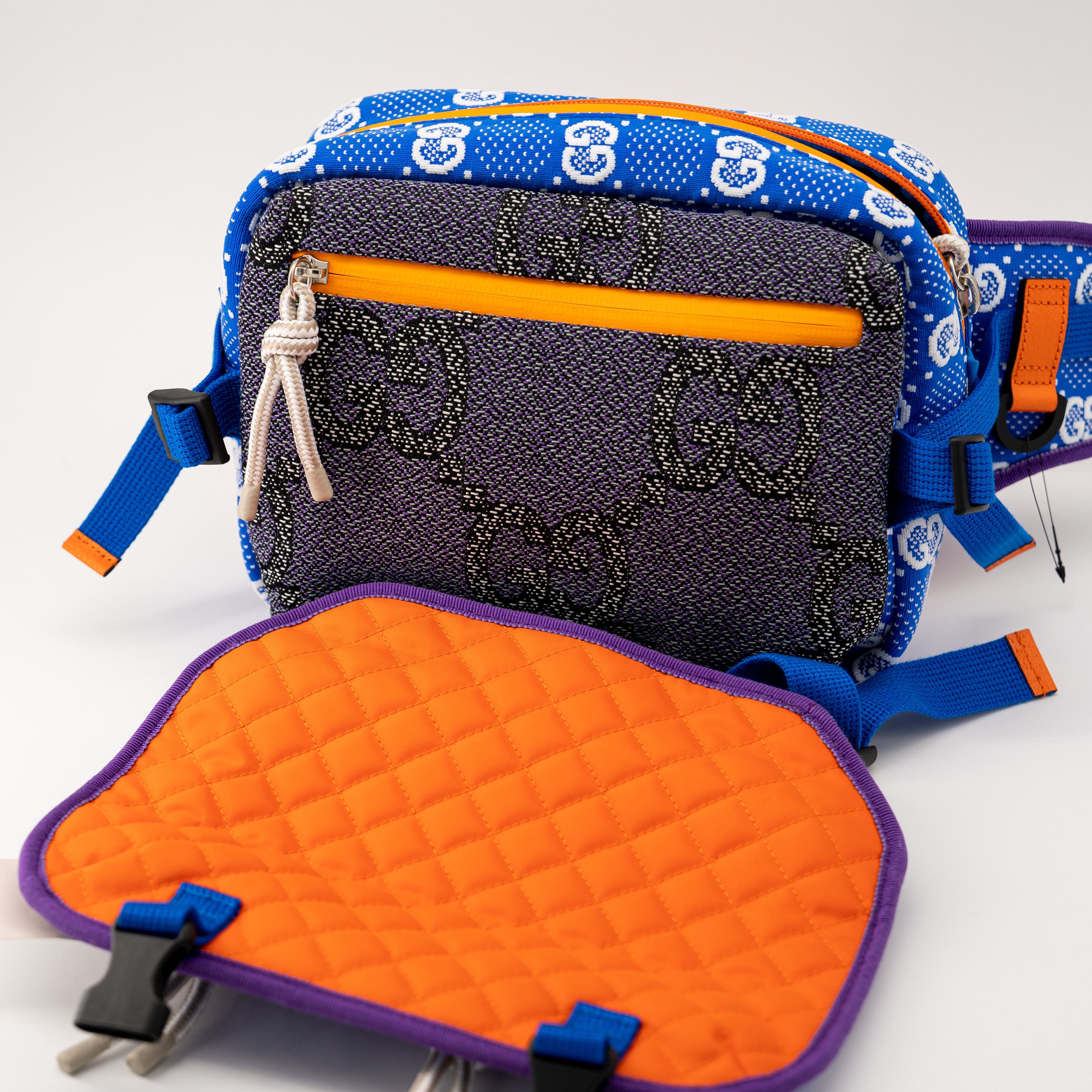 Gucci Gucci Nylon Backpack Ripstop GG Allover Blue Orange Size ONE SIZE - 5 Thumbnail