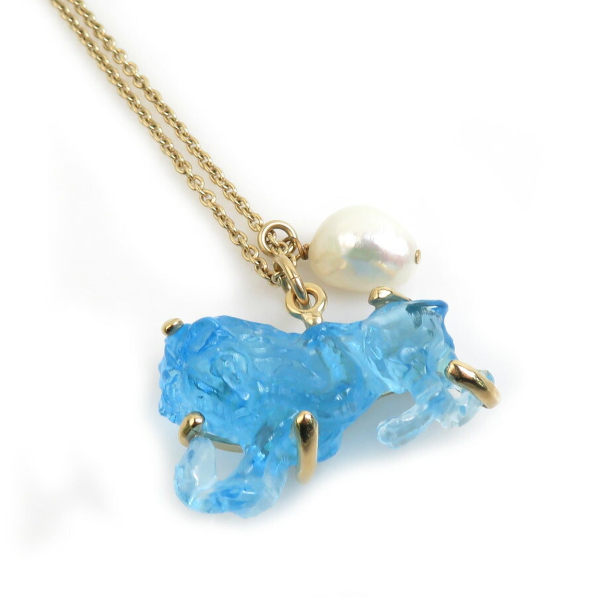 Dior Christian Dior necklace pendant in metal, blue, white, and gold, women's, h31832a Size ONE SIZE - 1 Thumbnail