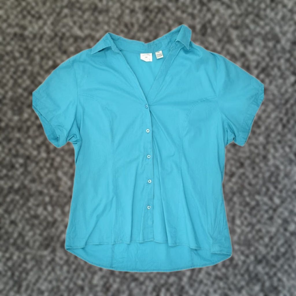 Lee LEE Womens Easy Care Short Sleeve Shirt Blue XL Cotton Size XL / US 12-14 / IT 48-50 - 1 Thumbnail