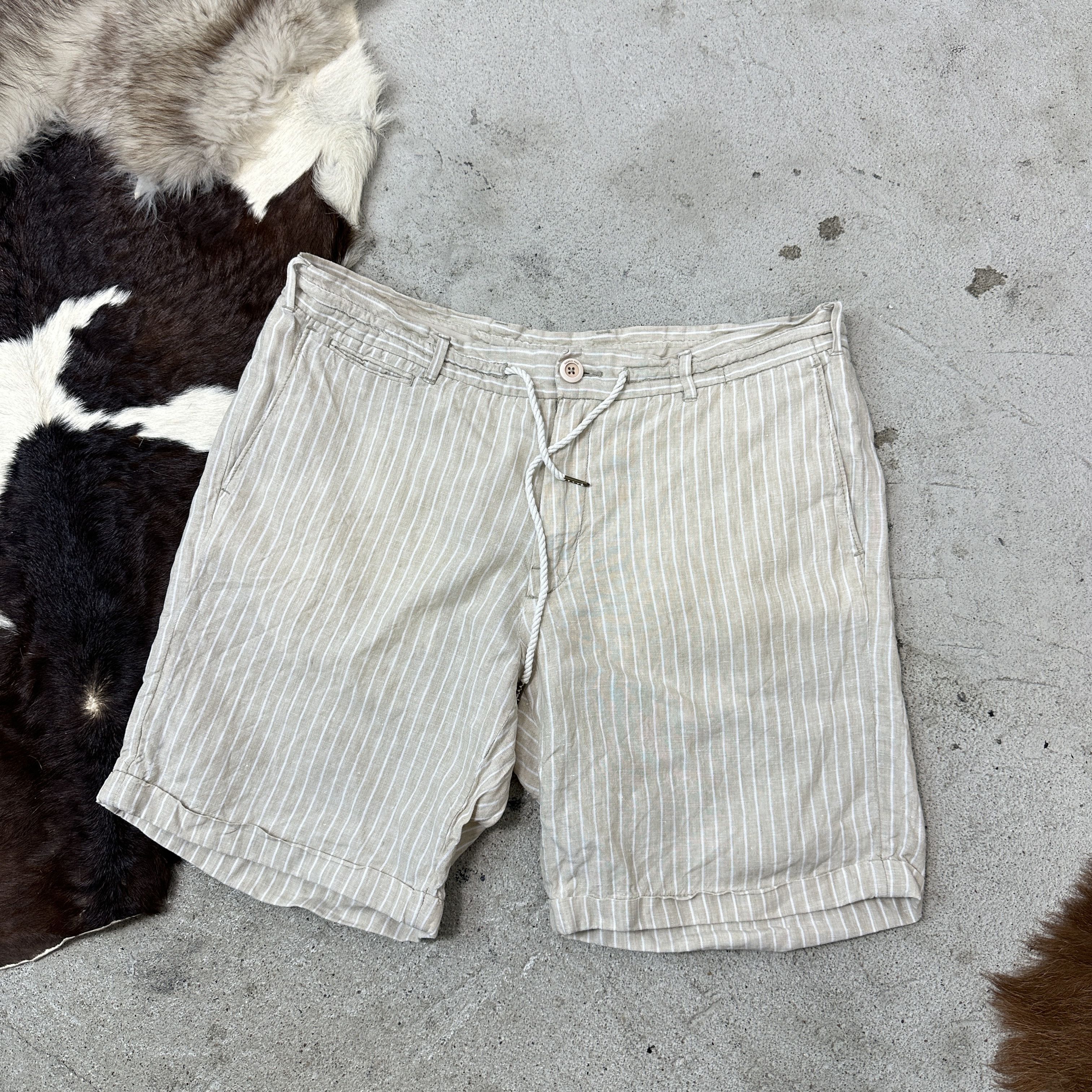 Mango Vintage Sporty Linen Striped Mango Shorts 00s Size 26" / US 2 / IT 38 - 1 Thumbnail
