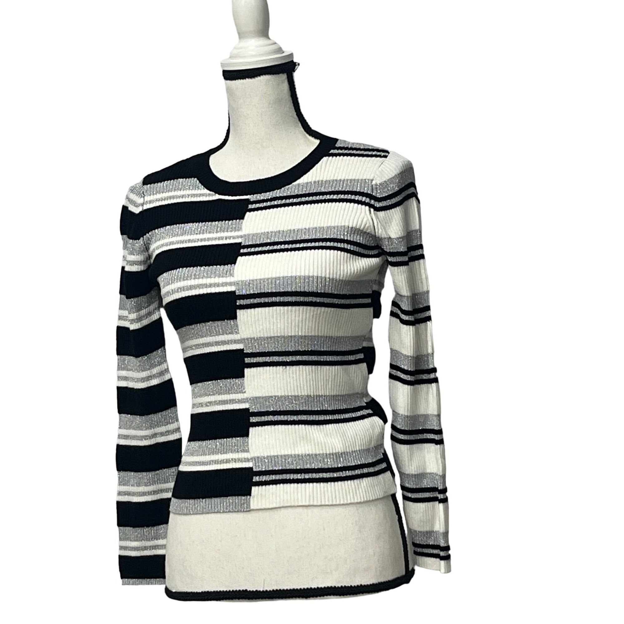Other Circus NY Women's Colorblock Stripe Rib knit Pullover Sweate Size XS / US 0-2 / IT 36-38 - 3 Thumbnail