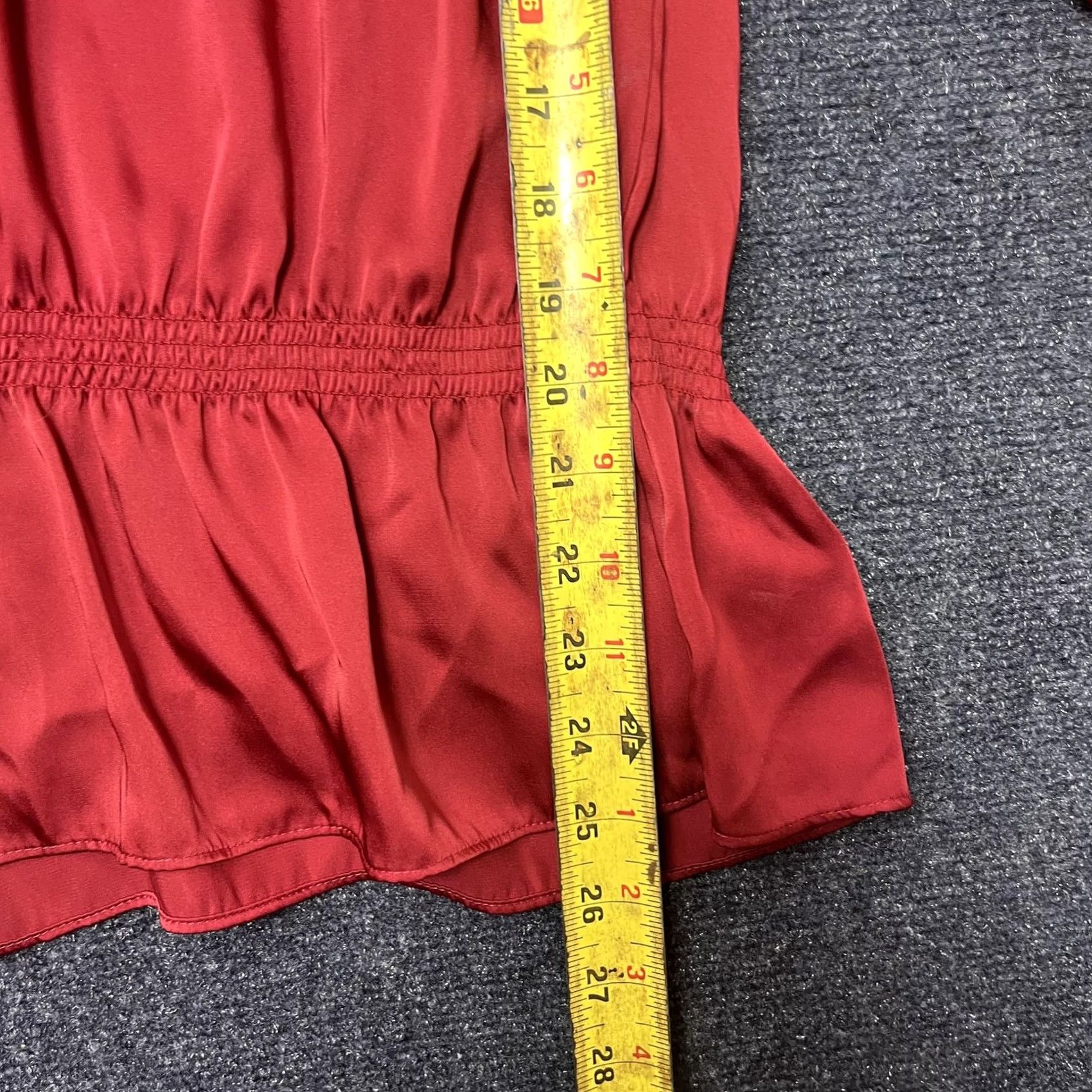 Vintage MICHAEL Michael Kors Blouse Womens XL Red Satin Ruffle Elastic Waist Long Sleeve Size XL / US 12-14 / IT 48-50 - 7 Thumbnail