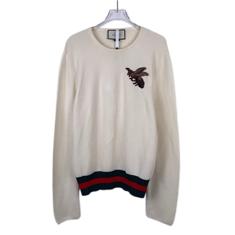 Gucci Gucci Little bee embroidery striped trim beige round-neck l Size US L / EU 52-54 / 3 - 1 Thumbnail