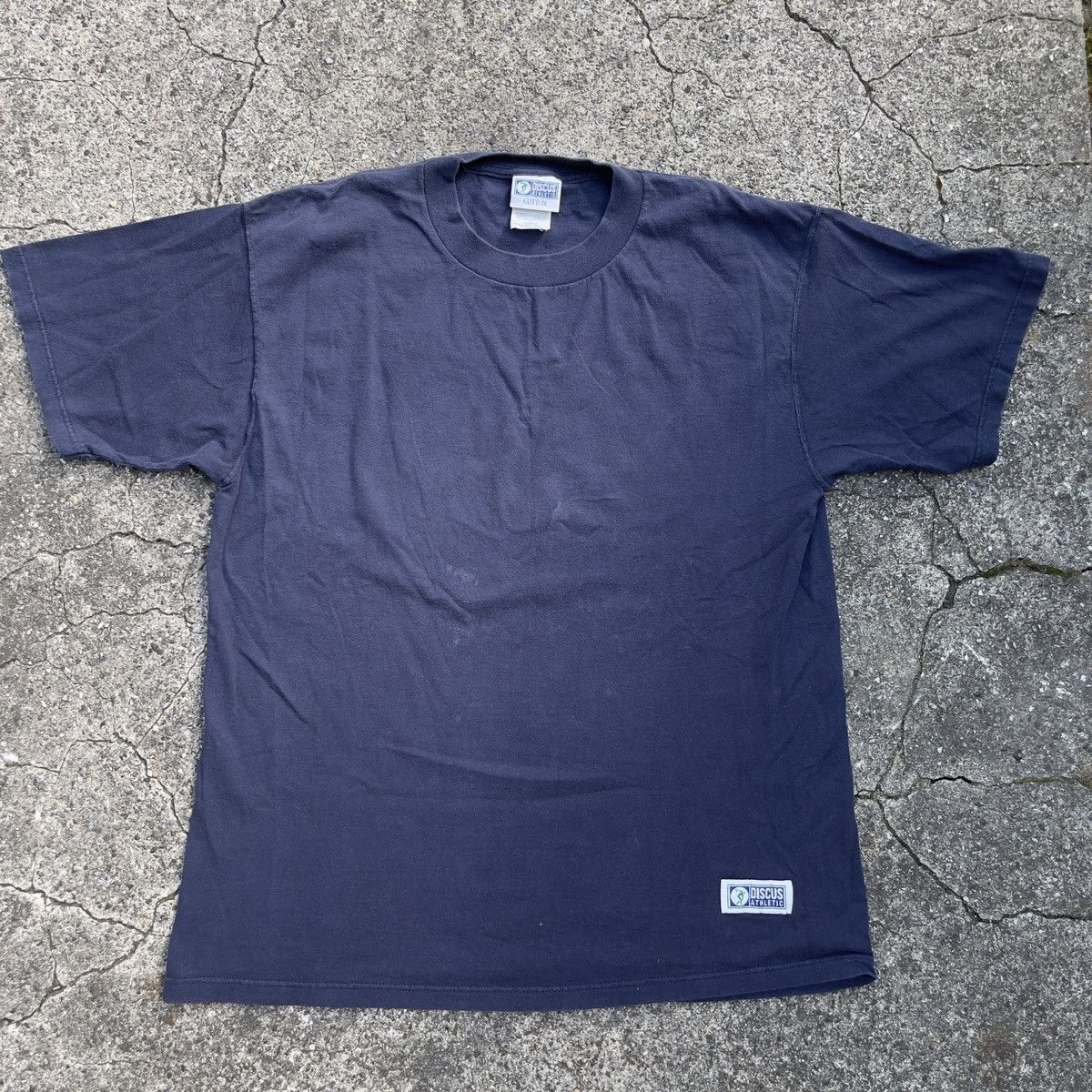 Vintage Vintage 90s Thrashed DISCUS ATHLETIC Navy Blank Shirt Size US XL / EU 56 / 4 - 1 Thumbnail